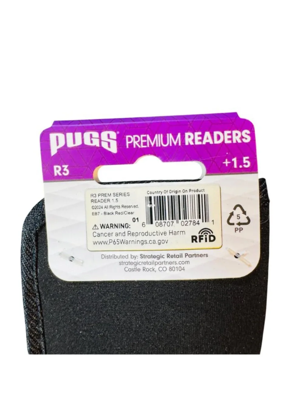 Pugs Premium Reading Glasses R3 +1.5 With Black Case Included Durable Frame Styl